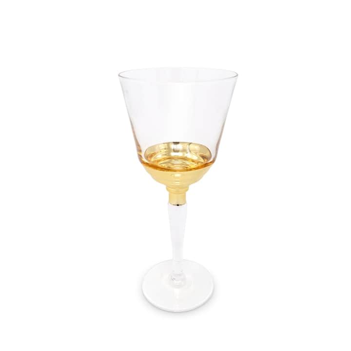 Set of 6 Water glass gold bottom