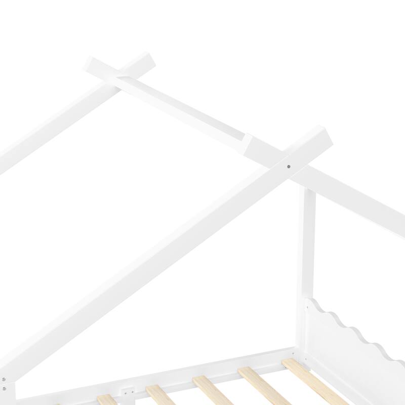 Wood House Bed Floor Bed with Support Slats Montessori Bed