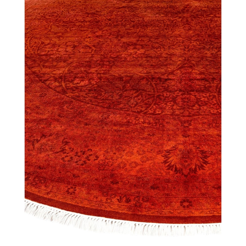 Fine Vibrance, One-of-a-Kind Hand-Knotted Area Rug - Orange, 8' 1" x 8' 1" - 8' 1" x 8' 1"
