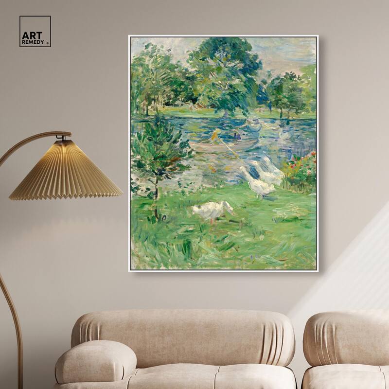 Morisot Girl in Boat with Geese Canvas by Art Remedy