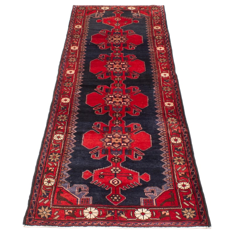 ECARPETGALLERY Hand-knotted Anadol Navy Wool Rug - 3'7 x 10'6