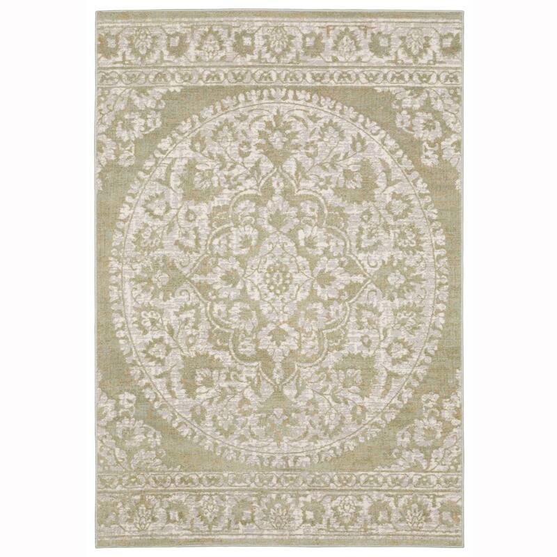 Style Haven Vienna Center Medallion Salmon/Sage/Ivory Rug- - 9' 10" x 12' 9" - 9' 10" x 12' 9" - Rectangle