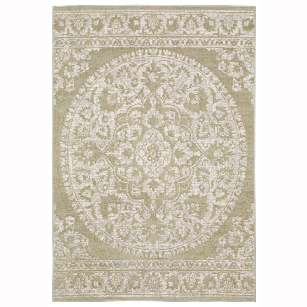 Style Haven Vienna Center Medallion Salmon/Sage/Ivory Rug- - 9' 10" x 12' 9"