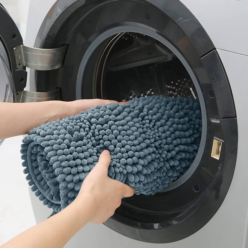 Ultra Soft Striped Non Slip Chenille Bathroom Rug Set 3 Pieces