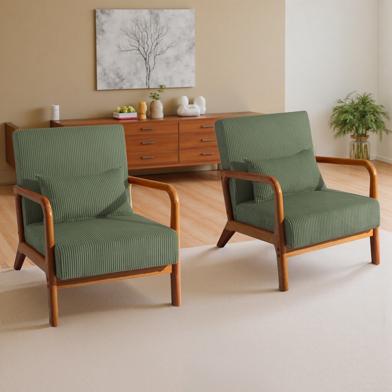 Set of 2 Mid-Century Upholstered Accent Chair with Cushion