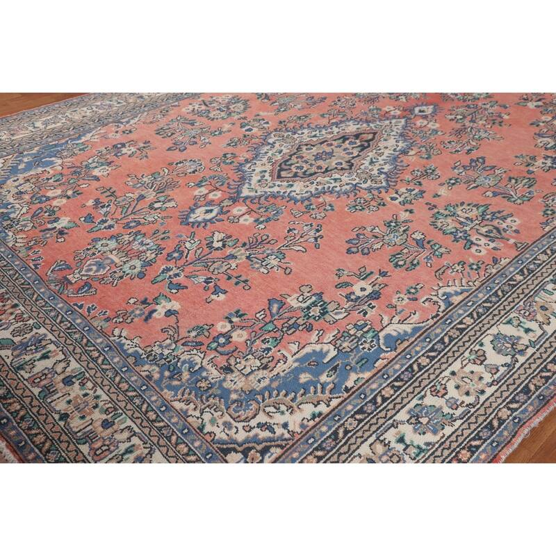 Vintage Hamedan Persian Vintage Area Rug Handmade Wool Carpet - 8'10"x 11'3"