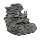 preview thumbnail 3 of 11, Christopher Knight Home - Hailey 4-Tiered Concrete Rock Waterfall Fountain Outdoor Garden Decor with LED Lights
