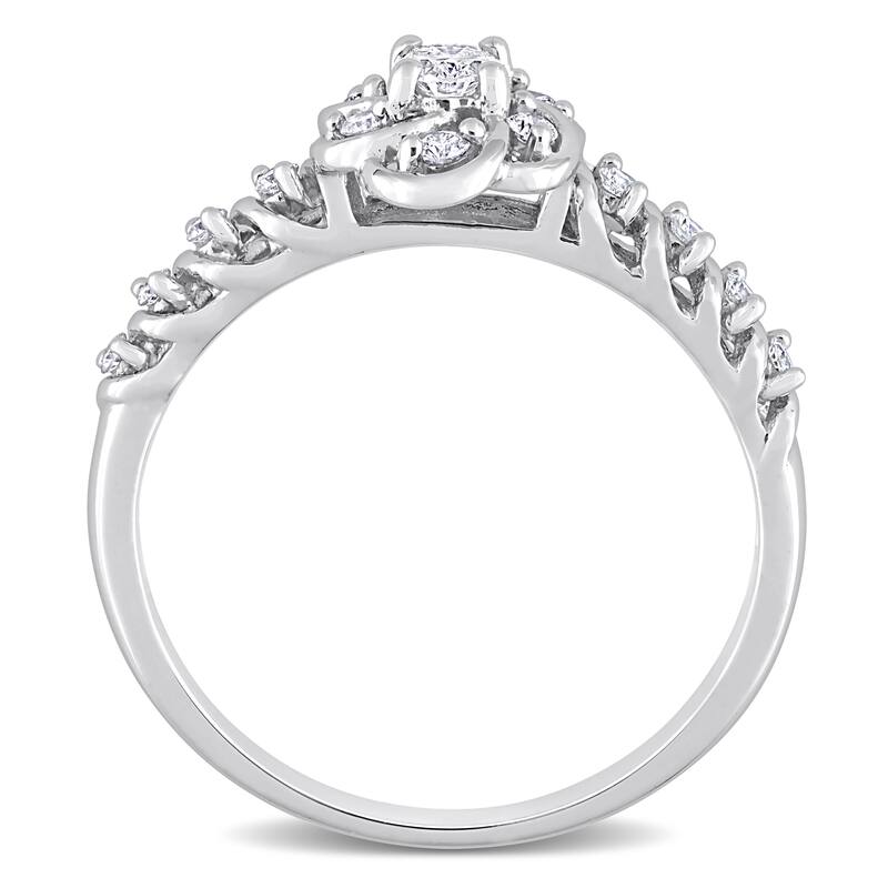 Miadora 1/3ct TDW Oval-cut Diamond Spiral Floral Engagement Ring in 14k White Gold