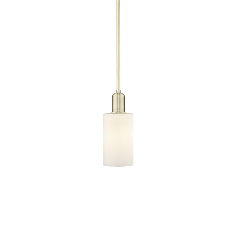 Innovations Lighting 716-1S-10-5 Clymer Pendant Clymer 5" Wide Mini - Antique Brass / Matte White