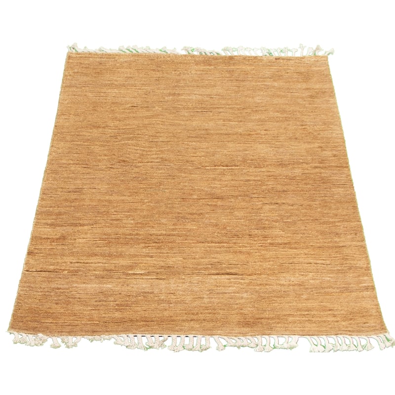 ECARPETGALLERY Hand-knotted Pak Finest Gabbeh Tan Wool Rug - 3'11 x 6'3