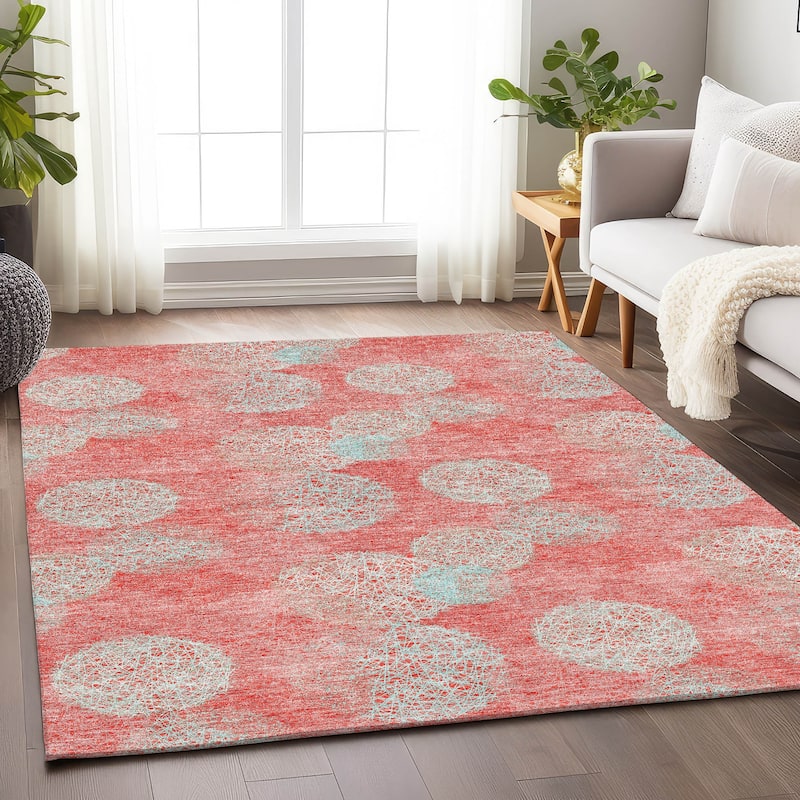 Premium Washable Super Soft Modern Sphere Mayfield Rug - Salmon - 8' x 10'
