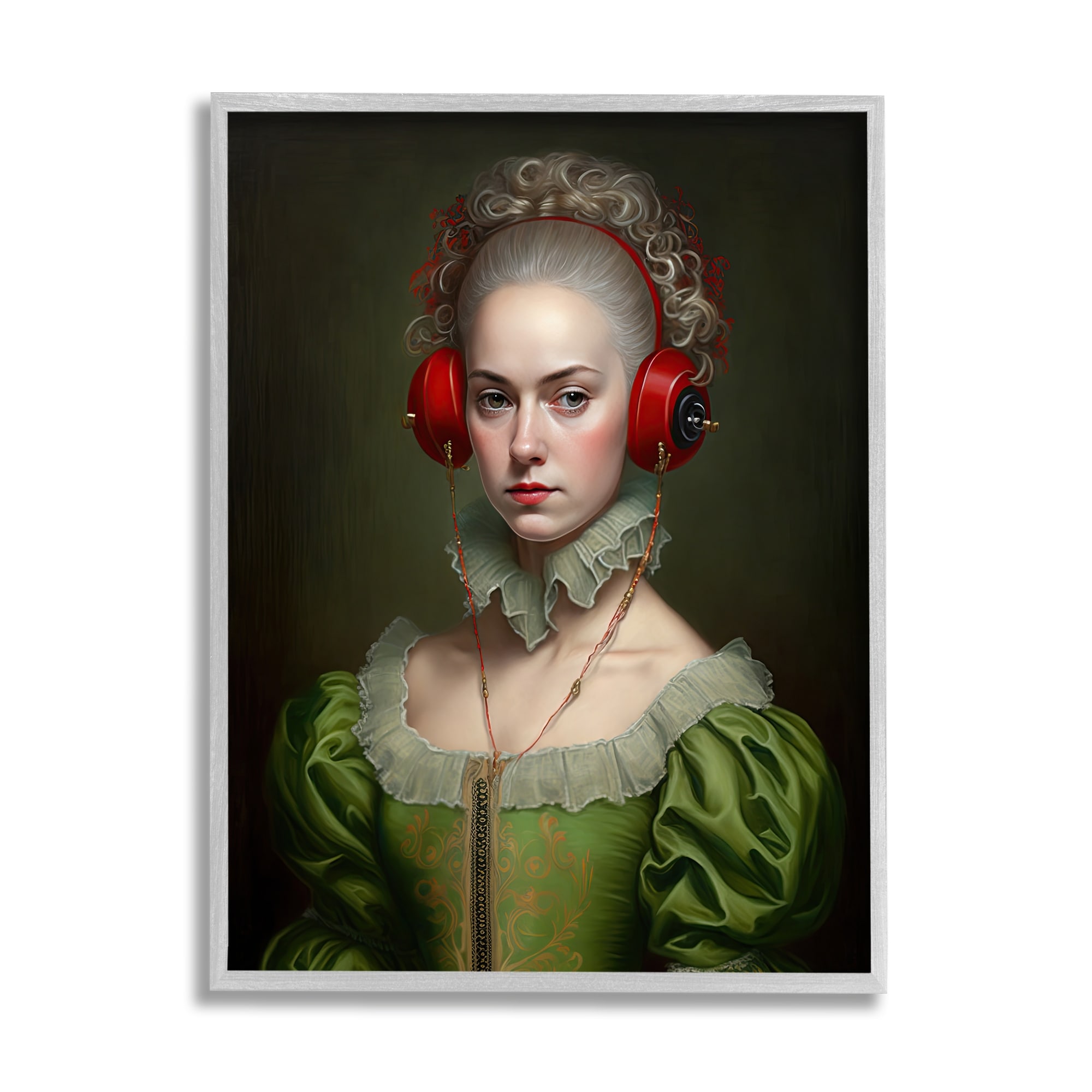 Stupell Classic Portrait with Headphones Framed Giclee Art Design by Birch&Ink