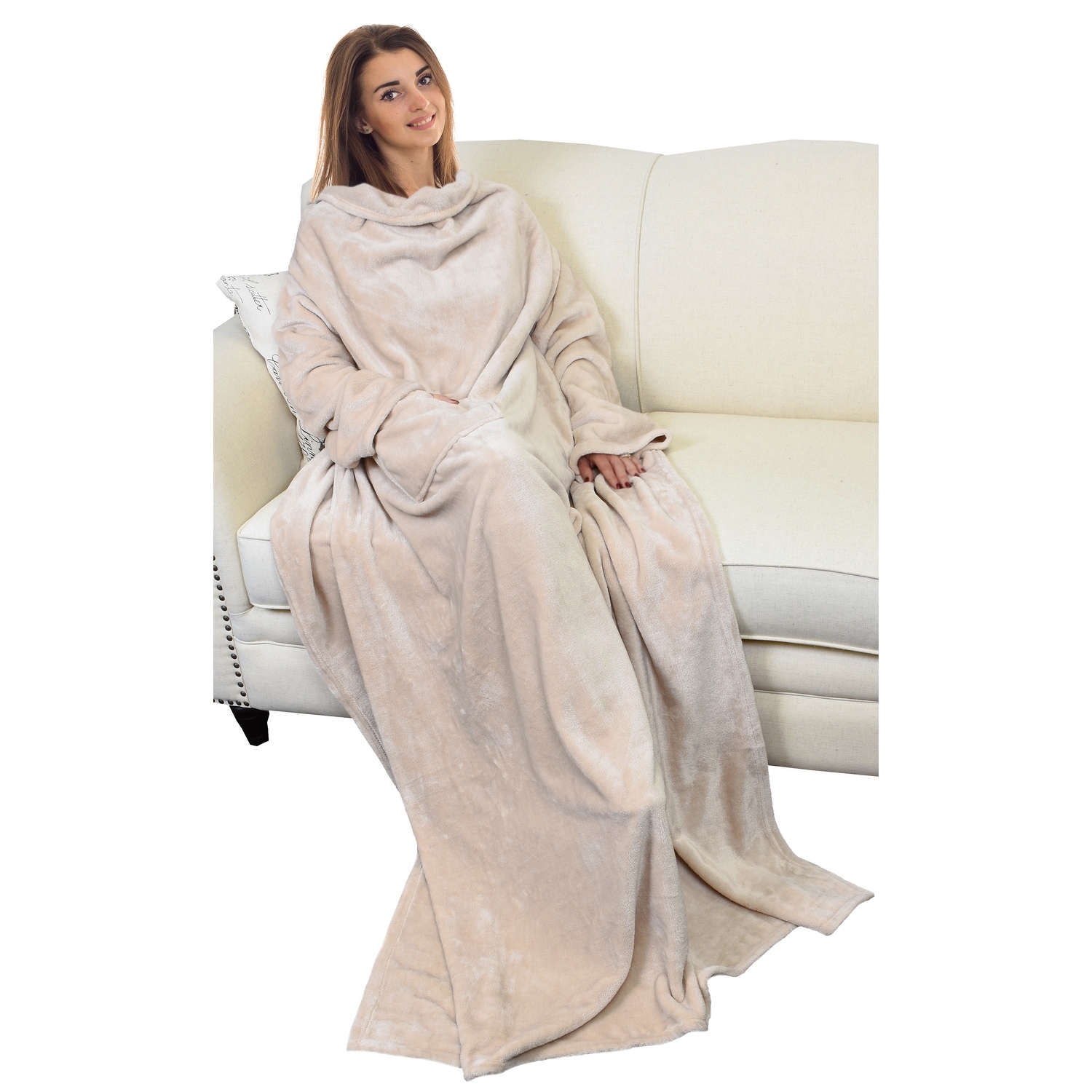 Fleece Blanket with Sleeves and Front Pocket Wearable Blanket On Sale Bed Bath Beyond 39210898