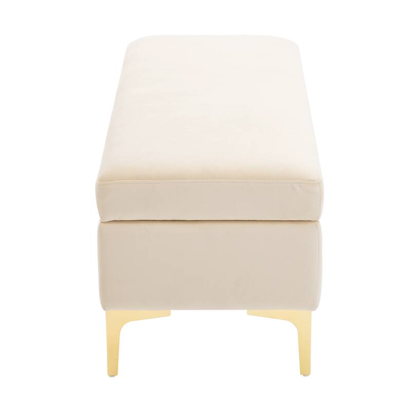 Velvet Rectangular Storage Ottoman Bench Upholstered Foot Stool