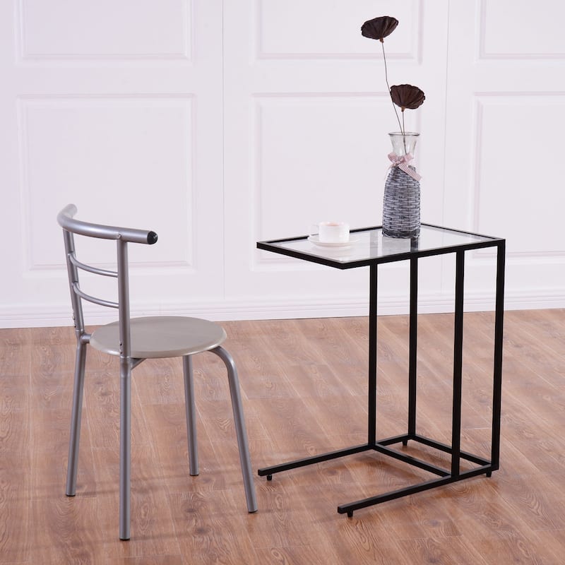 Costway 2PCS Coffee Tray Side Sofa End Table Ottoman Couch Stand TV
