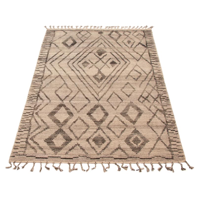 ECARPETGALLERY Hand-knotted Tangier Light Grey Wool Rug - 5'0 x 8'2
