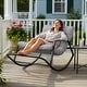 preview thumbnail 18 of 20, Oversized Outdoor Papasan Rocking Lounge Chair with Thick Cushion, Heavy-Duty Metal Patio Rocker Recliner, 450 lbs Capacity