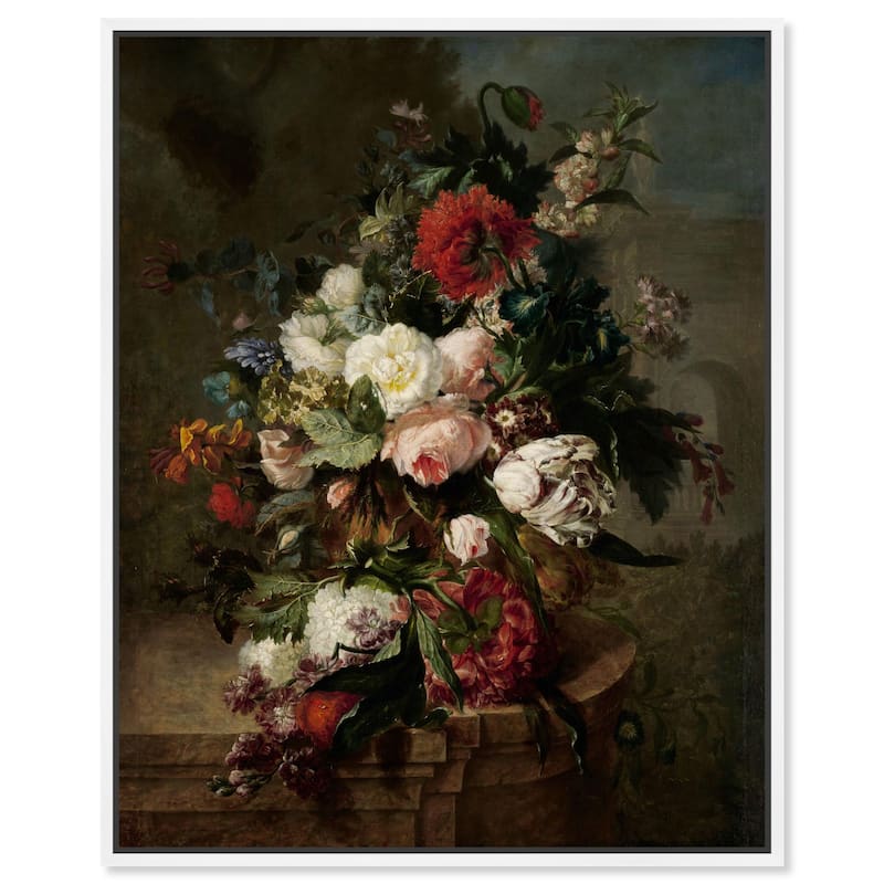 Still Life with Flowers 1789 Canvas by Art Remedy - White - 36" x 45"