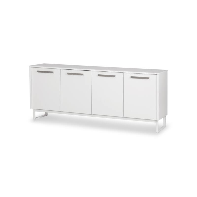 HomeRoots 75" White Wood Console Accent Cabinet With Four Doors