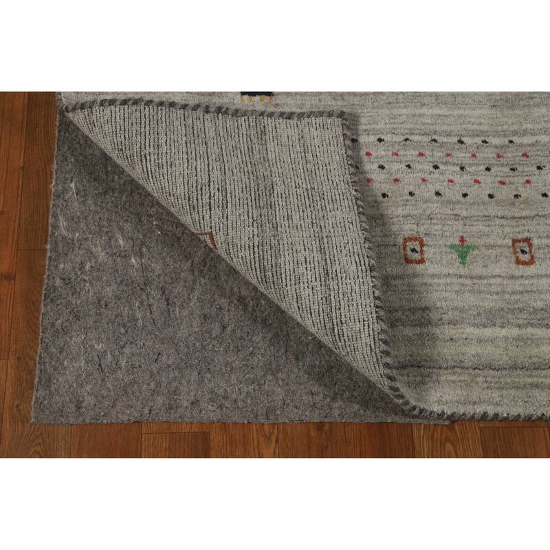 Tribal Gabbeh Indian Area Rug Bedroom Grey Handmade Wool Carpet - 5'0" x 7'9"