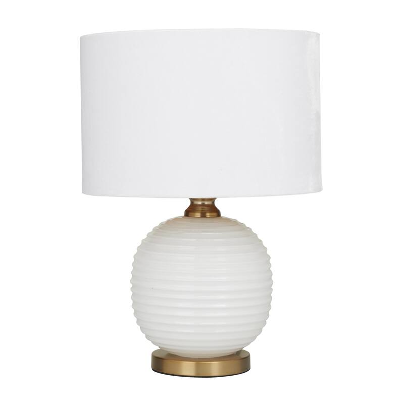 Glass Ribbed Room Table Lamp with Gold Accents - White - Roche River Decor