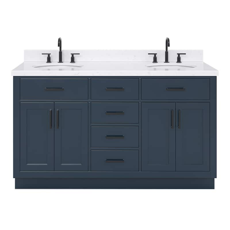 Ariel T060DCQOVO Hepburn 60" Free Standing Double Basin Vanity Set - Midnight Blue