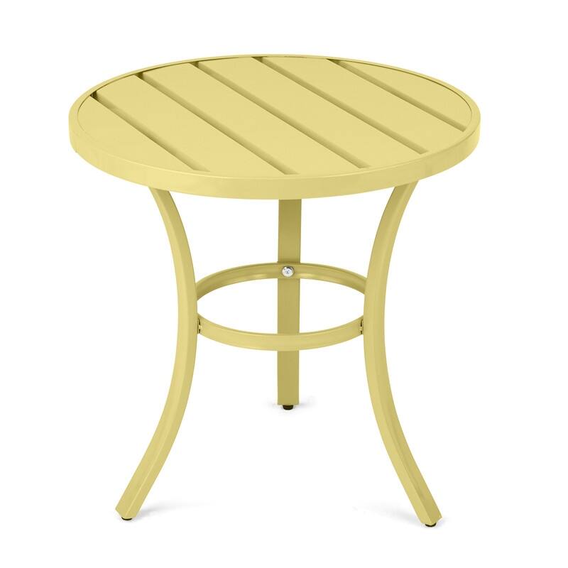 Metal Outdoor Round Side Table, Patio Coffee Bistro Table for Indoor Outdoor