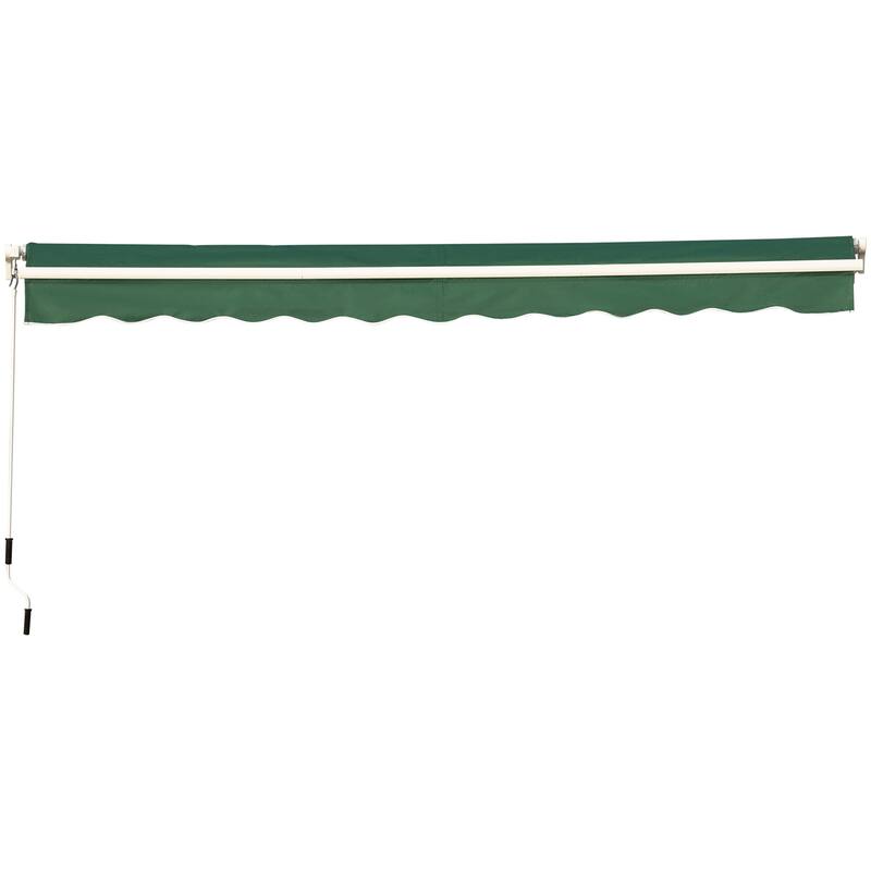 Outsunny 12' x 10' Retractable Awning Patio Awnings Sun Shade Shelter with Manual Crank Handle, 280g/m² UV