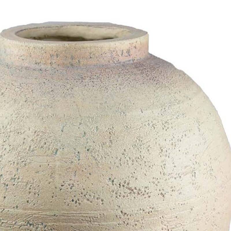 Kilu Decorative Vase, Rugged Texture, 14 Inch Metallic Gray Resin