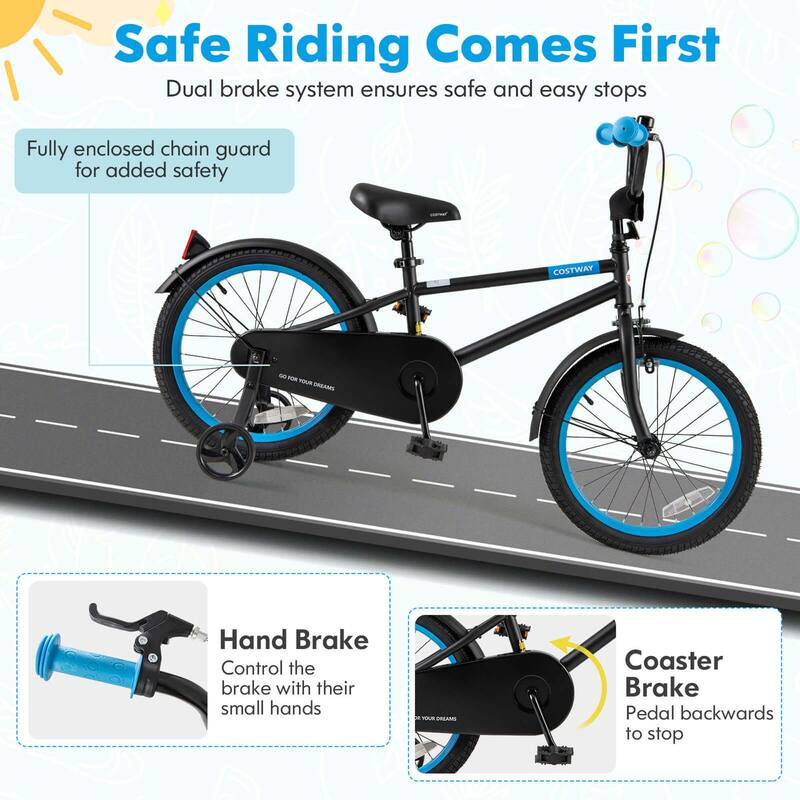 Costway 18" Kids Bike with Adjustable Saddle Handlebar Removable - See Details
