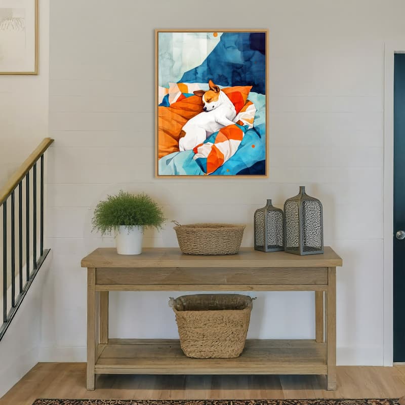 Dogs Life Nap by Justyna Jaszke Framed Canvas Wall Art