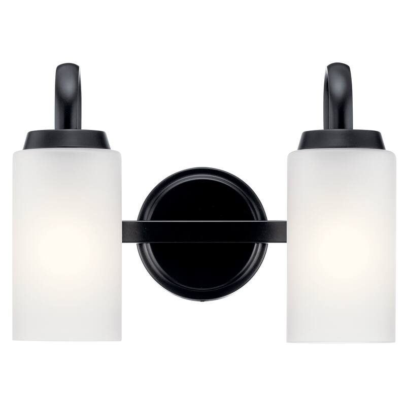 Kichler Lighting Kennewick 2-Light Vanity Light Black with Etched Glass