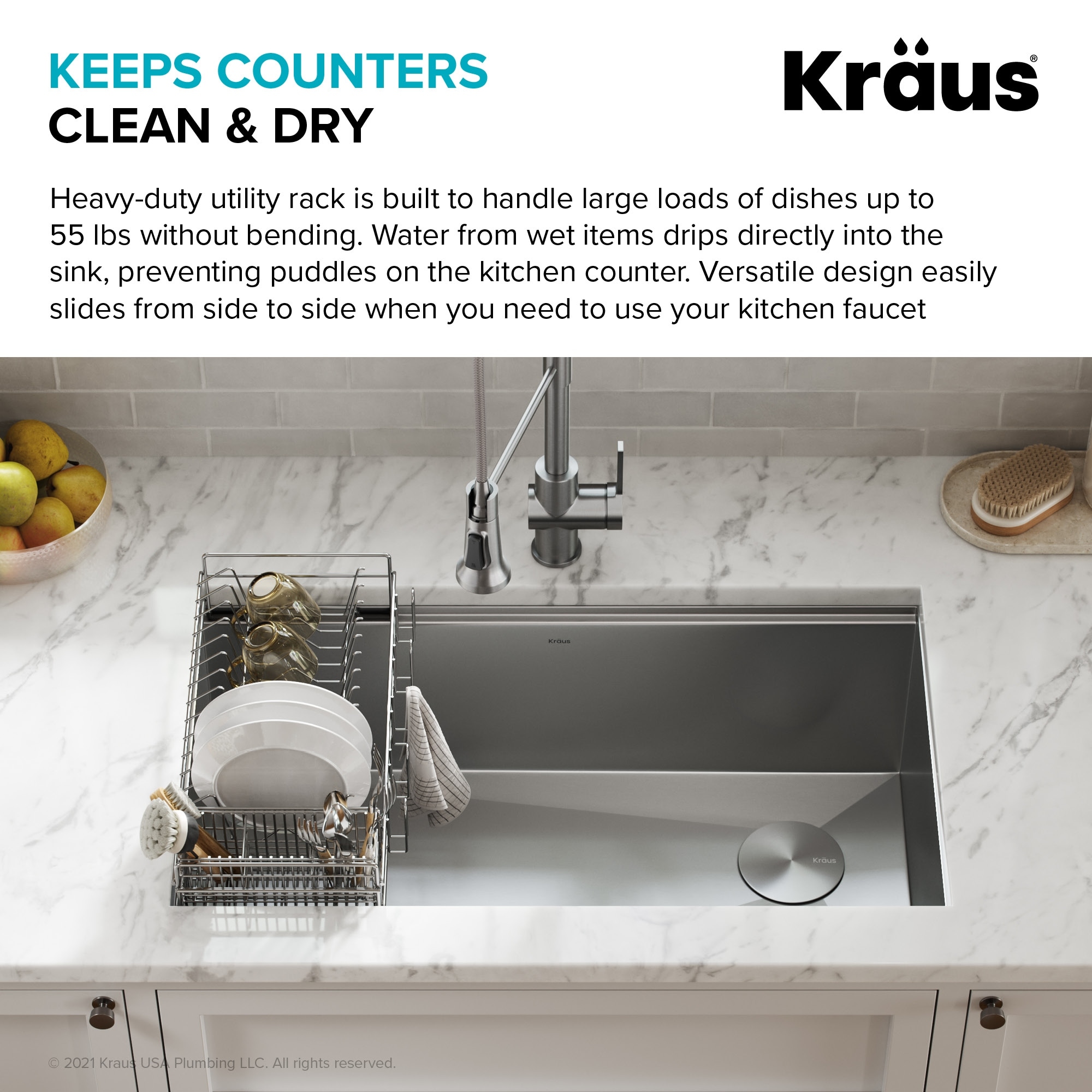 KRAUS Workstation Kitchen Sink Dish Drying Rack Drainer ...