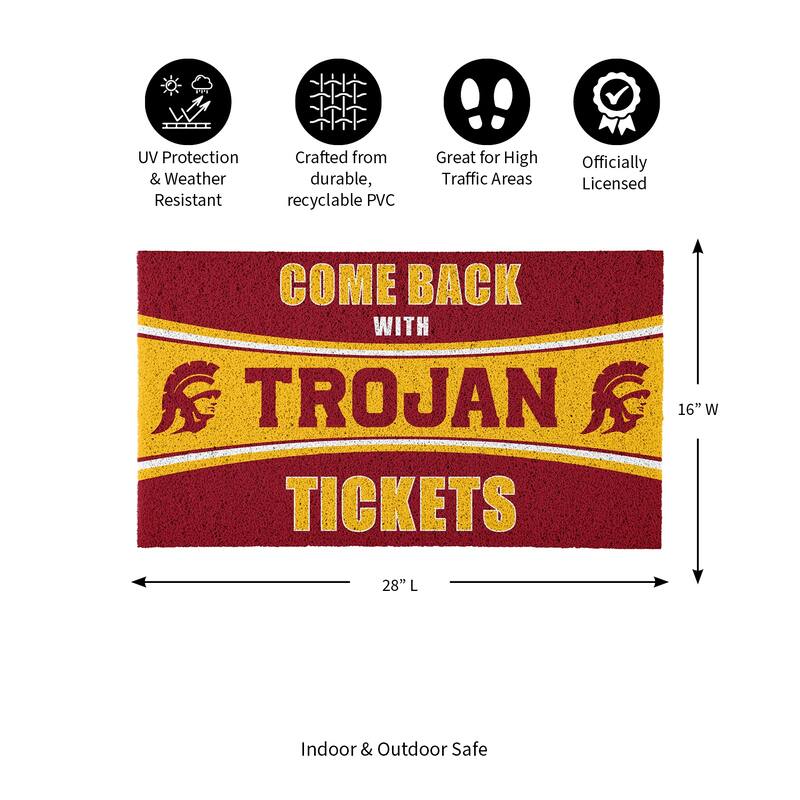 University of Southern California 28 in. x 16 in. PVC "Come Back With Tickets" Trapper Door Mat