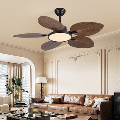 52inch Tropical Palm Leaf Ceiling Fan with Lights & Remote Control