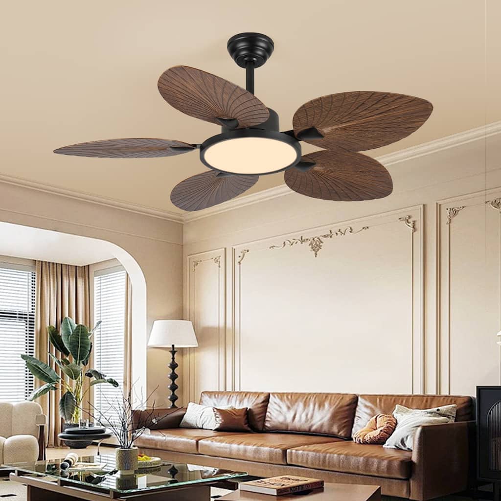 52inch Tropical Palm Leaf Ceiling Fan with Lights & Remote Control
