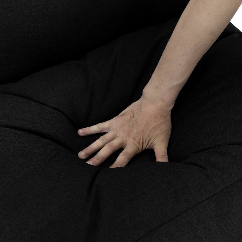Mid-century Metal Sling Upholstered Armchair with Lengthen Upholstered