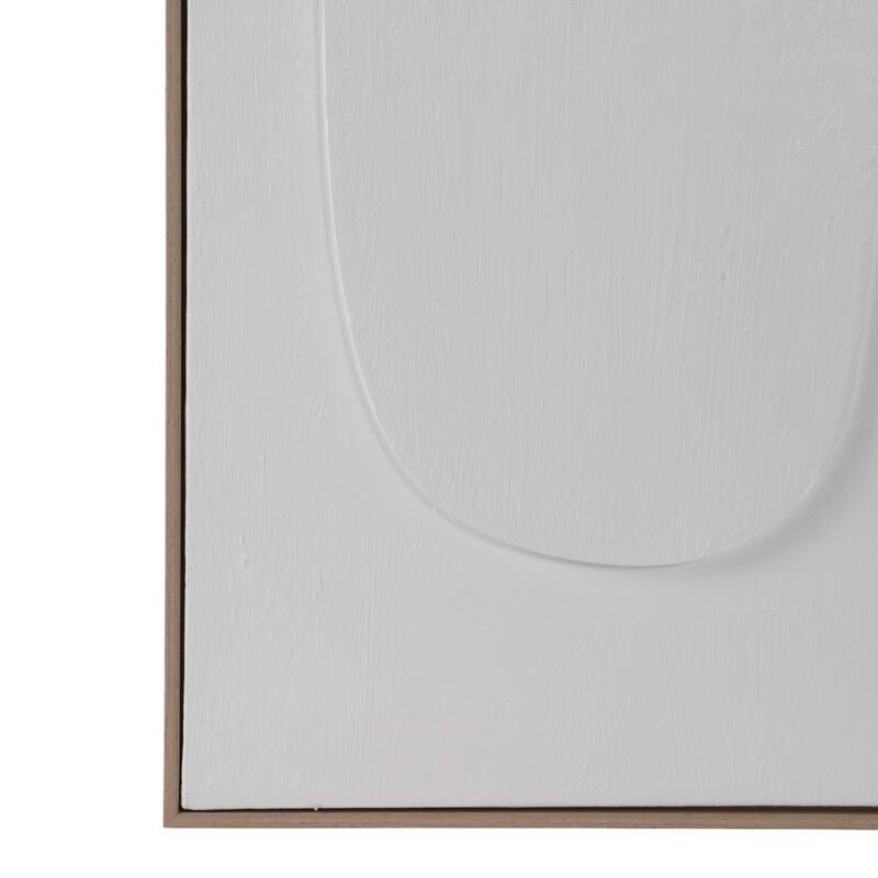 Canvas Wall Art Abstract 3D Framed Modern Decor - 40" White