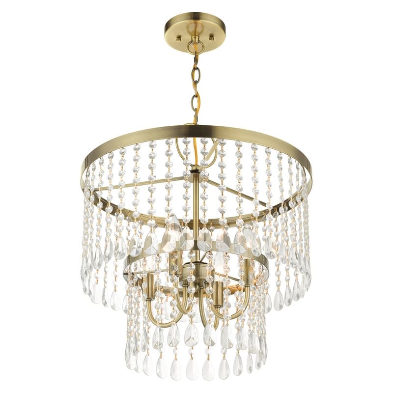 Livex Lighting 4-light Antique Brass Pendant Chandelier, 51064-01 - 18"DIA 19.5"H