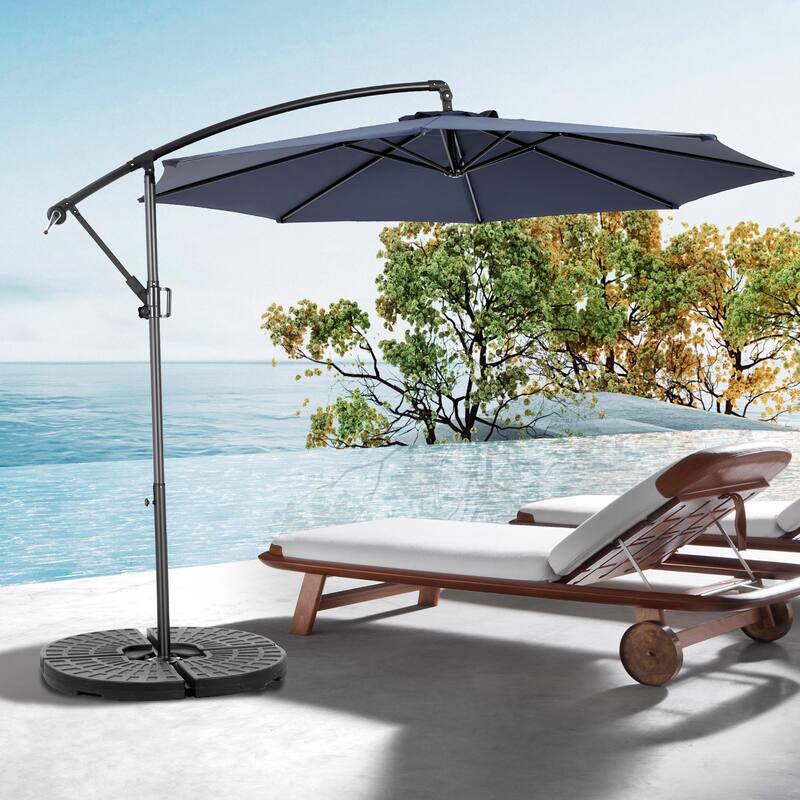 9.64 ft. Steel Market Outdoor Patio Umbrella with 8 Ribs, Offset Hanging Umbrella with Easy Tilt Adjustment