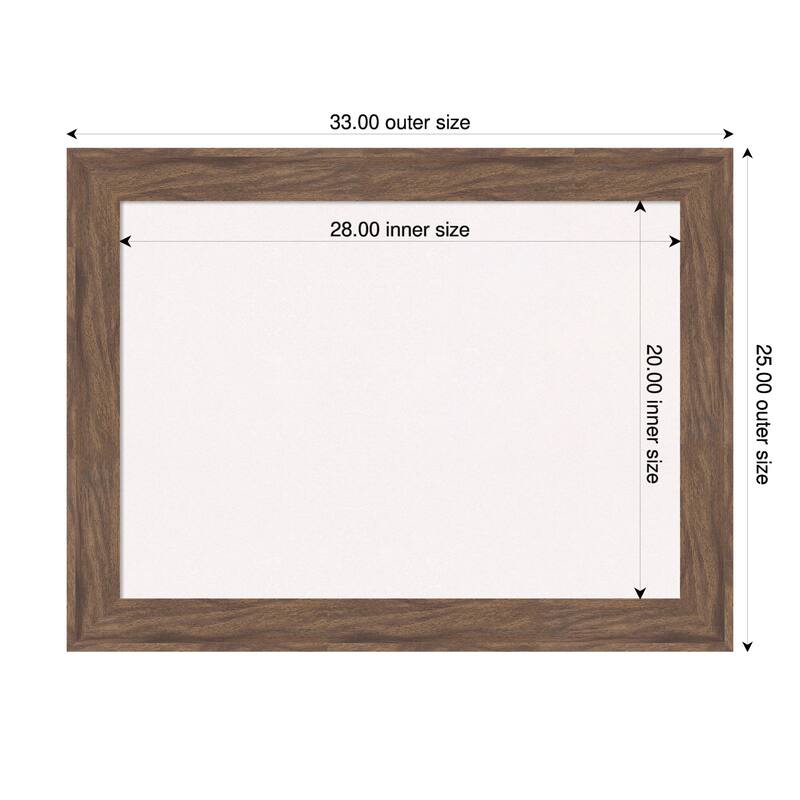 Pia Medium Brown Framed Cork Board - Bulletin Board, Organization Board, Pin Board - White - 33 x 25 in