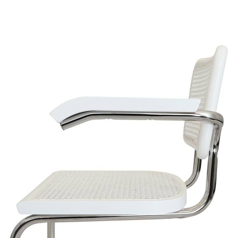Breuer Chair Company Marcel Breuer Cesca Cane Cantilever Armchair Arm Chair w/ Chrome Steel Frame (Various Wood & Cane Colors)