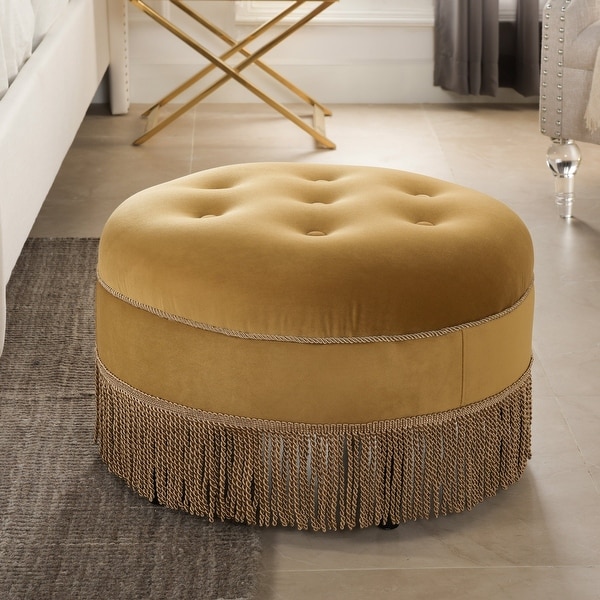 Yolanda Tufted Velvet Decorative Round Footstool Ottoman by Jennifer Taylor Home. Opens flyout.