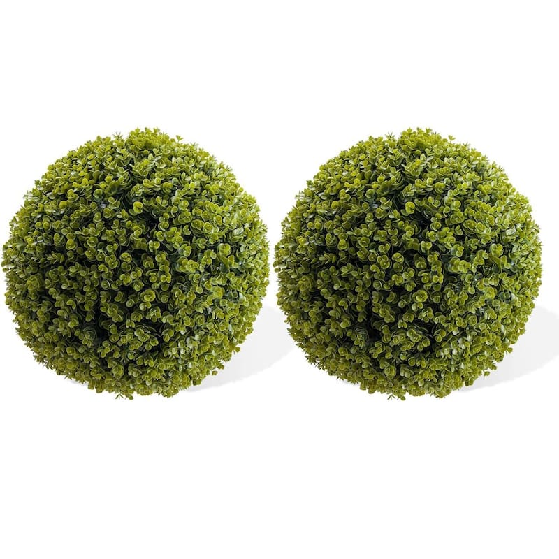 Artificial Eucalyptus Topiary Plant Balls Set of 2 for Home Wedding Decor - 21.5 inch