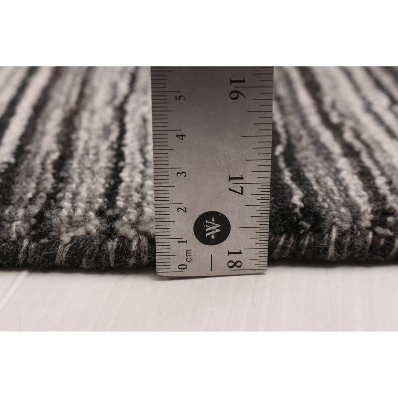ECARPETGALLERY Hand Loomed Kashkuli Gabbeh Dark Grey Wool Rug - 5'7 x 7'10