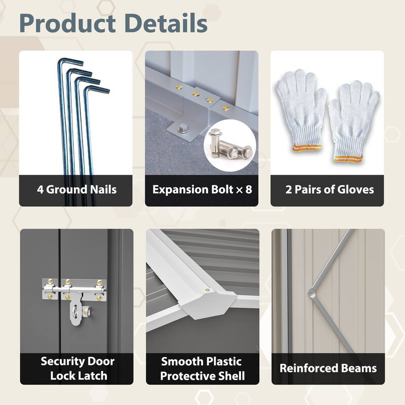 GDFStudio - Cassandra Large Outdoor Metal Storage Shed with Lockable Doors for Secure Vehicle and Equipment Storage