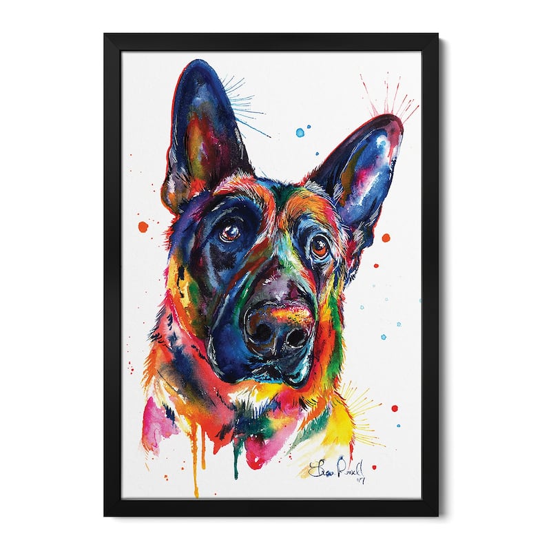 German Shepard Premium Framed Poster by Weekday Best - Black - 16x24x1