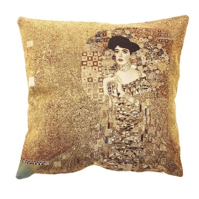 Adele by Gustav Klimt Tapestry Throw Pillow