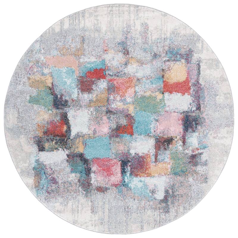 SAFAVIEH Phoenix Beckie Vintage Rug - 6'7" Round - Ivory/Grey