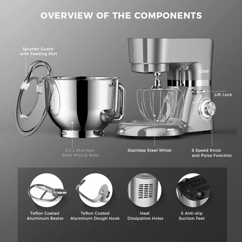 Stand Mixer, 7.5 Qt Electric Mixer, 660W TiltHead Kitchen Food Mixers